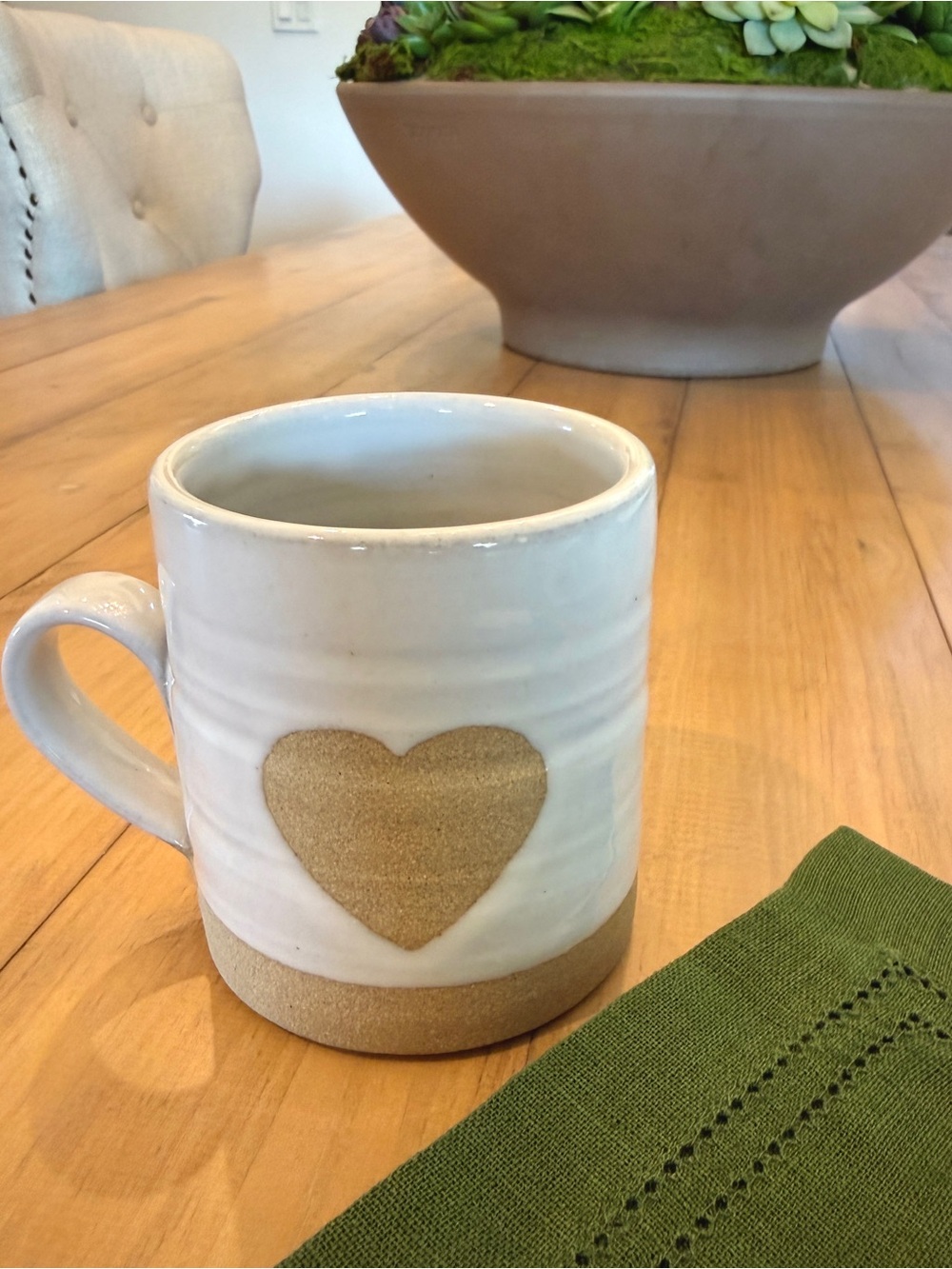 Farmhouse Pottery Vermont Large Heart Mug Handmade Stoneware